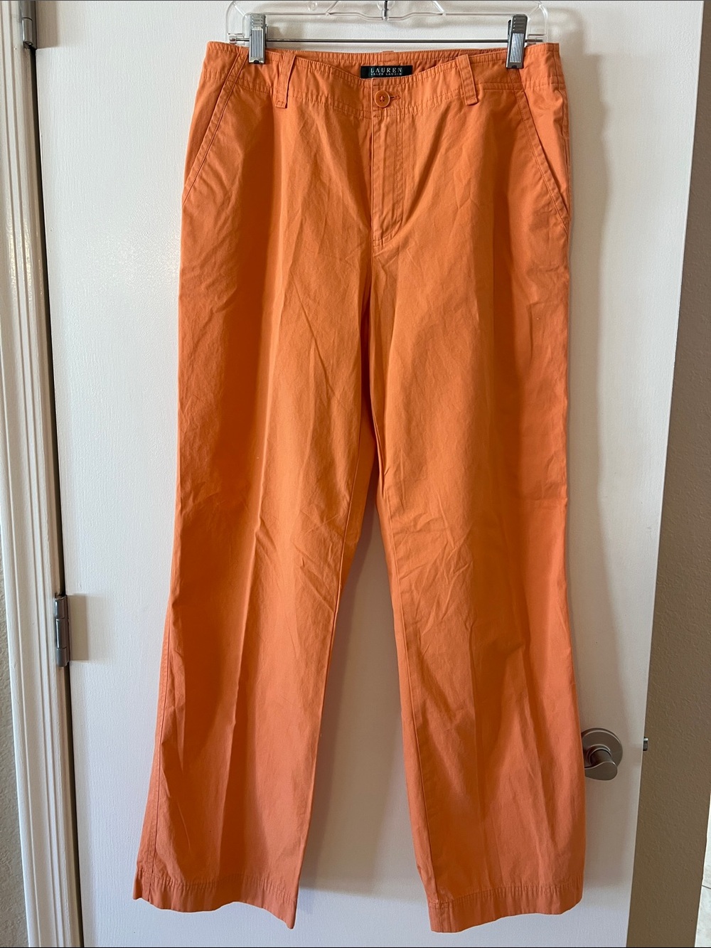 Lauren Ralph Lauren Orange Wide- Leg Cotton Trousers